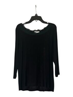 Patchington Lace-Trim Black Size Small Short Sleeve Blouse